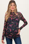 Black Floral Lace Long Sleeve Maternity Top