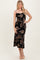 Black Cowl Neck Lace Up Back Midi Dress
