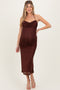 Burgundy Satin Halter Maternity Midi Dress