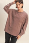 Mocha Oversized Washed Long Sleeve Pocket Top