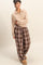 Brown Plaid Wide Leg Lounge Pants