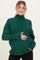 Forest Green Button Accent Turtleneck Maternity Sweater