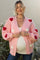 Light Pink Crochet Heart Patch Maternity Cardigan