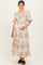 Taupe Vintage Floral Puff Sleeve Tiered Maternity Maxi Dress