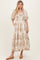 Taupe Vintage Floral Puff Sleeve Tiered Maxi Dress