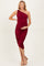 Burgundy One Shoulder Ruched Maternity Midi Dress