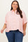 Coral Striped Button Up Short Dolman Sleeve Plus Top