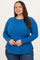 Blue Baby Waffle Knit Long Sleeve Plus Top