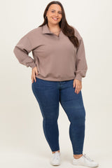 Light Mocha Half Zip Plus Pullover