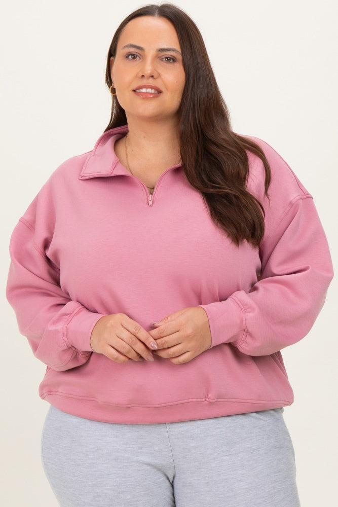 Mauve Half Zip Plus Pullover