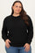 Black Textured Ribbed Long Sleeve Plus Top