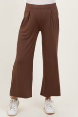 Brown Wide Leg Ankle Maternity Lounge Pants