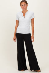 Black Fold Over Waist Maternity Wide Leg Lounge Pants