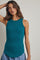 Teal Ribbed Basic Crew Neck Tank