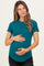Teal Ribbed Short Sleeve Curved Hem Maternity Top