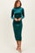 Forest Green Glitter Velvet Ruched Midi Dress