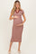 Burgundy Striped Collared Maternity Midi Dress