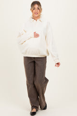 Cream Oversized Polo Maternity Pullover