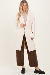 Ivory Knit Long Maternity Sweater Coat