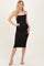 Black Glitter Ruched Midi Dress