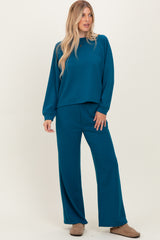 Deep Teal Crewneck Pullover Pant Maternity Set