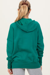 Forest Green Fleece Snap Button Maternity Hoodie