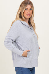Heather Grey Fleece Snap Button Hoodie