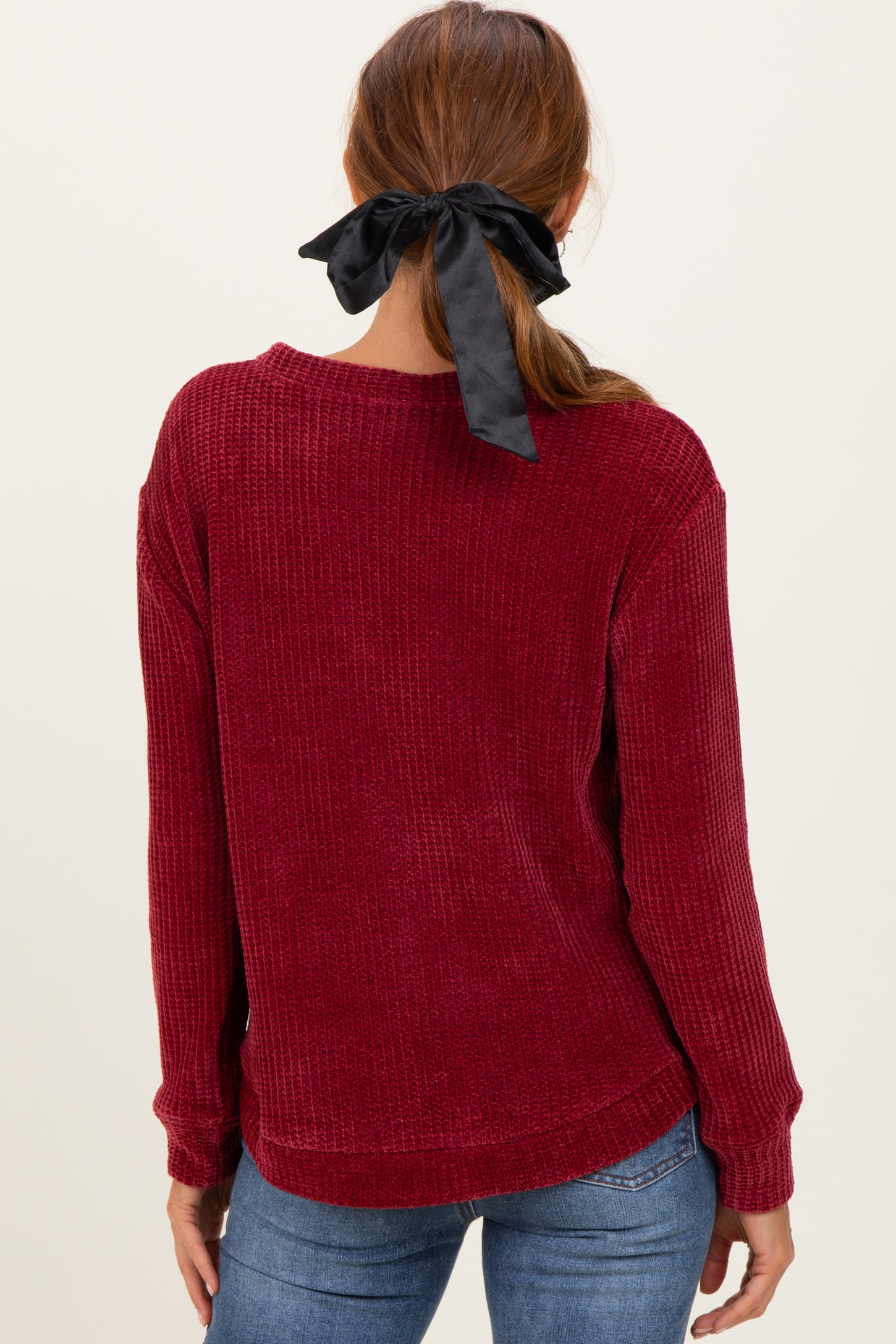Burgundy Chenille Knit Sweater