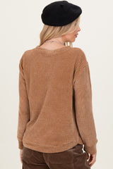 Camel Chenille Knit Sweater
