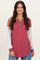 Burgundy Colorblock Relaxed Waffle Knit Henley