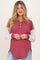 Burgundy Colorblock Relaxed Waffle Knit Maternity Henley