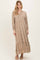 Mustard Floral Long Sleeve Button Down Collared Maxi Dress
