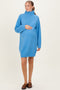 Blue Mock Neck Long Sleeve Maternity Sweater Dress