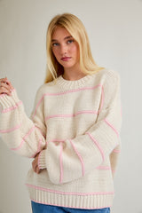 Ivory Stripe Detail Oversized Maternity Sweater