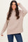Beige Mock Neck Ribbed Knit Basic Sweater Top