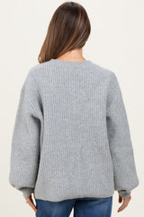 Heather Grey Knit Oversized Maternity Button Cardigan