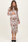 Cream Floral Mesh Long Sleeve Maternity Midi Dress