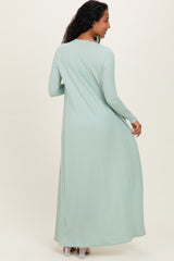 Sage Ribbed Sleeveless Dress Cardigan Maternity Set