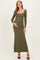 Olive Square Neck Long Sleeve Maternity Maxi Dress