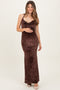 Brown Animal Print Halter Maternity Maxi Dress