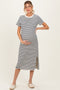 Navy Striped Short Sleeve Maternity Midi Dress