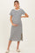 Navy Striped Short Sleeve Maternity Midi Dress