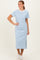 Light Blue Striped Short Sleeve Midi Dress