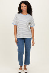 Light Blue Striped Short Sleeve T-Shirt