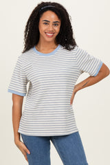 Light Blue Striped Short Sleeve T-Shirt