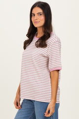 Light Pink Striped Short Sleeve T-Shirt