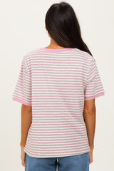 Light Pink Striped Short Sleeve T-Shirt