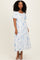 Ivory Floral Print Ruffle Hem Midi Dress