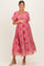 Pink Floral Print Ruffle Hem Maternity Midi Dress