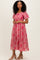 Pink Floral Print Ruffle Hem Midi Dress